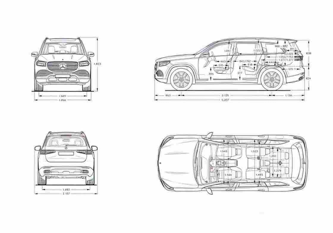 Blueprint MERCEDES BENZ GLS Maybach X167) 2020 1 01 A4 Photo Print