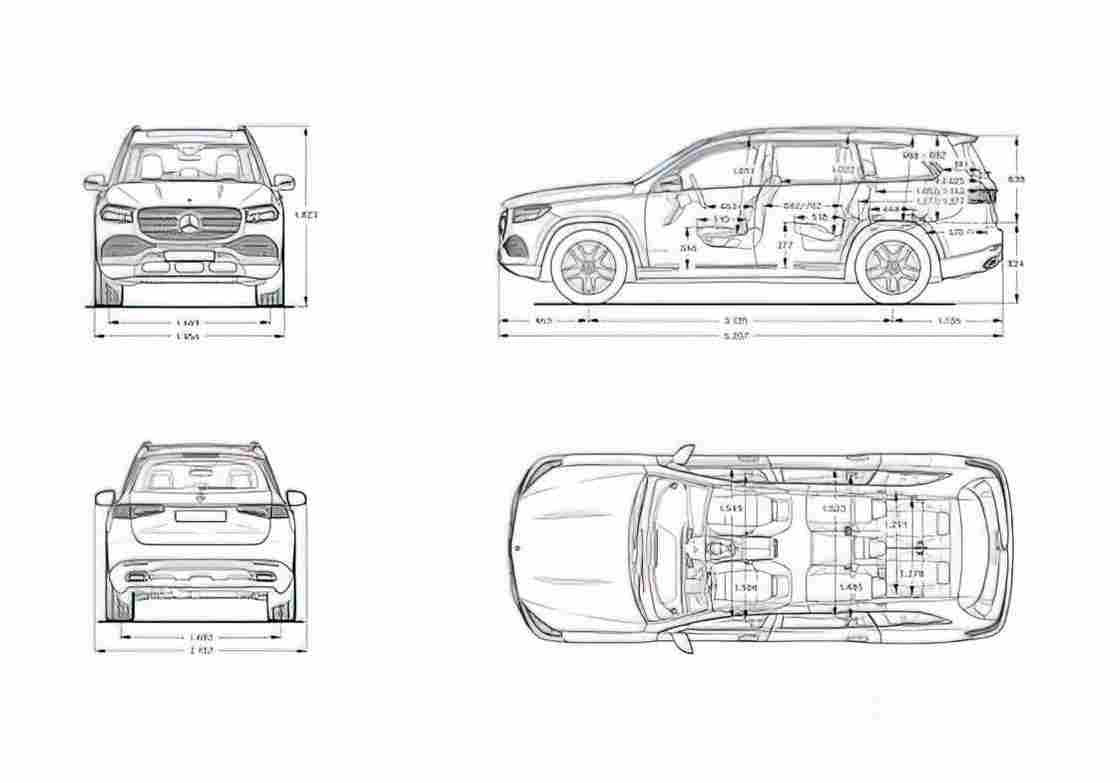 Blueprint MERCEDES BENZ GLS X167) 2019 1 01 A4 Photo Print
