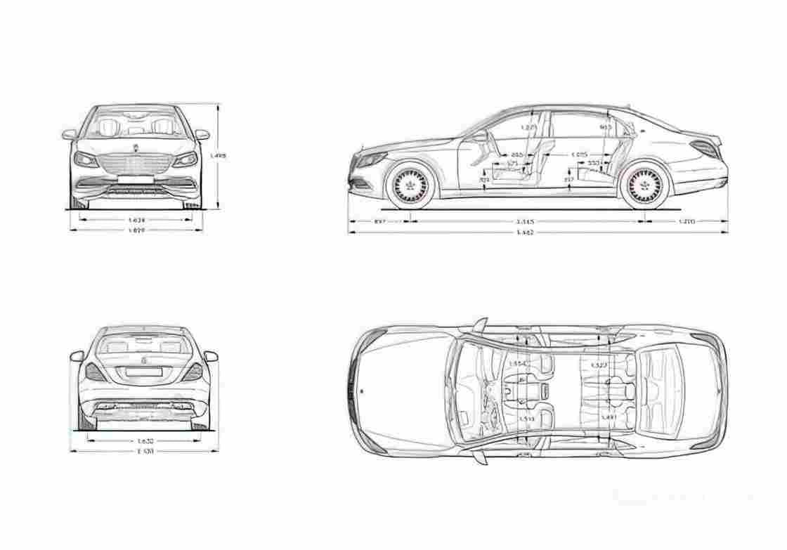 Blueprint MERCEDES BENZ S Class Maybach X222) 2018 1 01 A4 Photo Print
