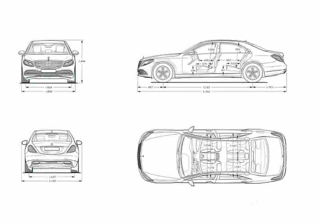 Blueprint MERCEDES BENZ S class W222) 2017 1 01 A4 Photo Print