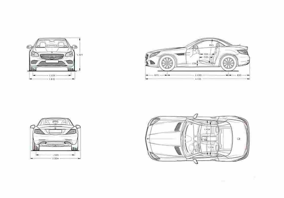 Blueprint MERCEDES BENZ SLC Class R172) 2016 1 01 A4 Photo Print