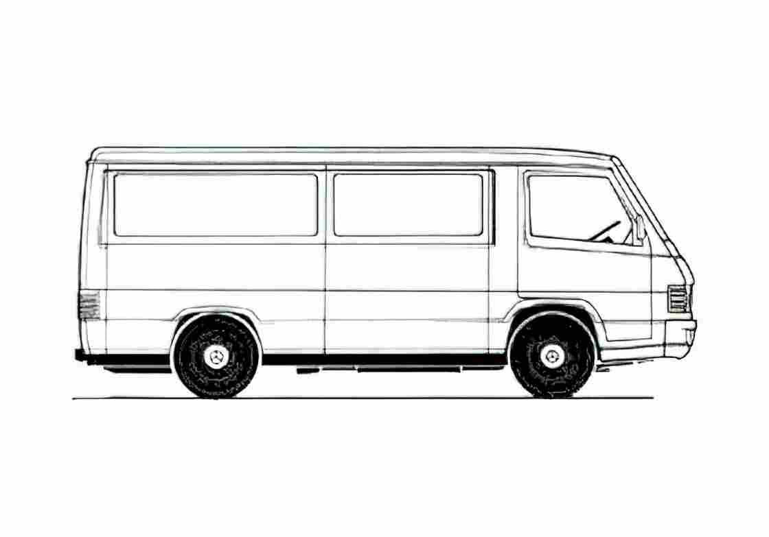Blueprint Mercedes Benz 100D Van 1990 A4 Photo Print