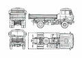 Blueprint Mercedes Benz 1626AK Truck 1976 A4 Photo Print