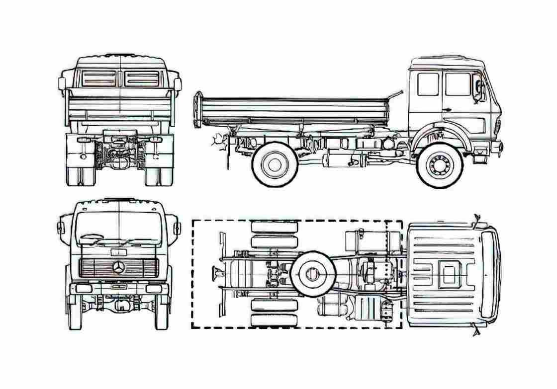 Blueprint Mercedes Benz 1626AK Truck 1976 A4 Photo Print