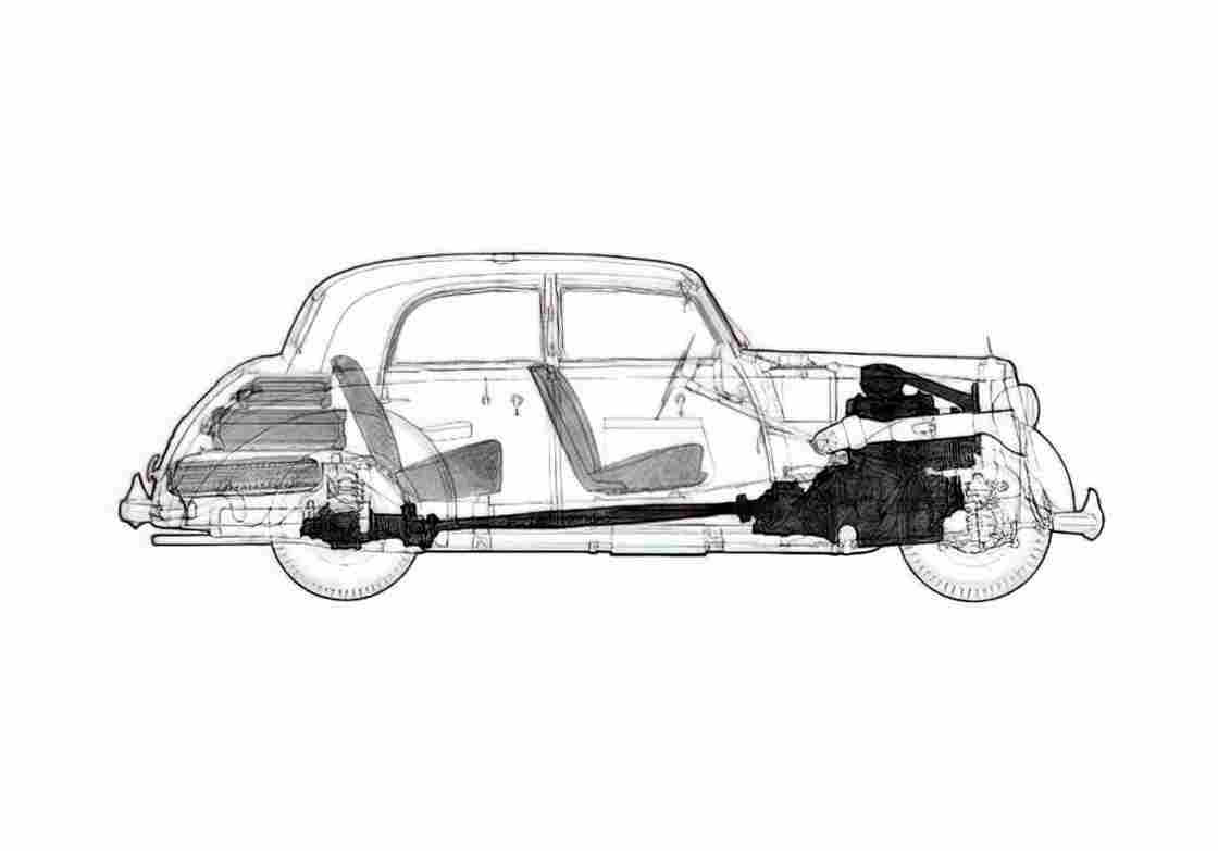 Blueprint Mercedes Benz 170 Sedan 1952 A4 Photo Print