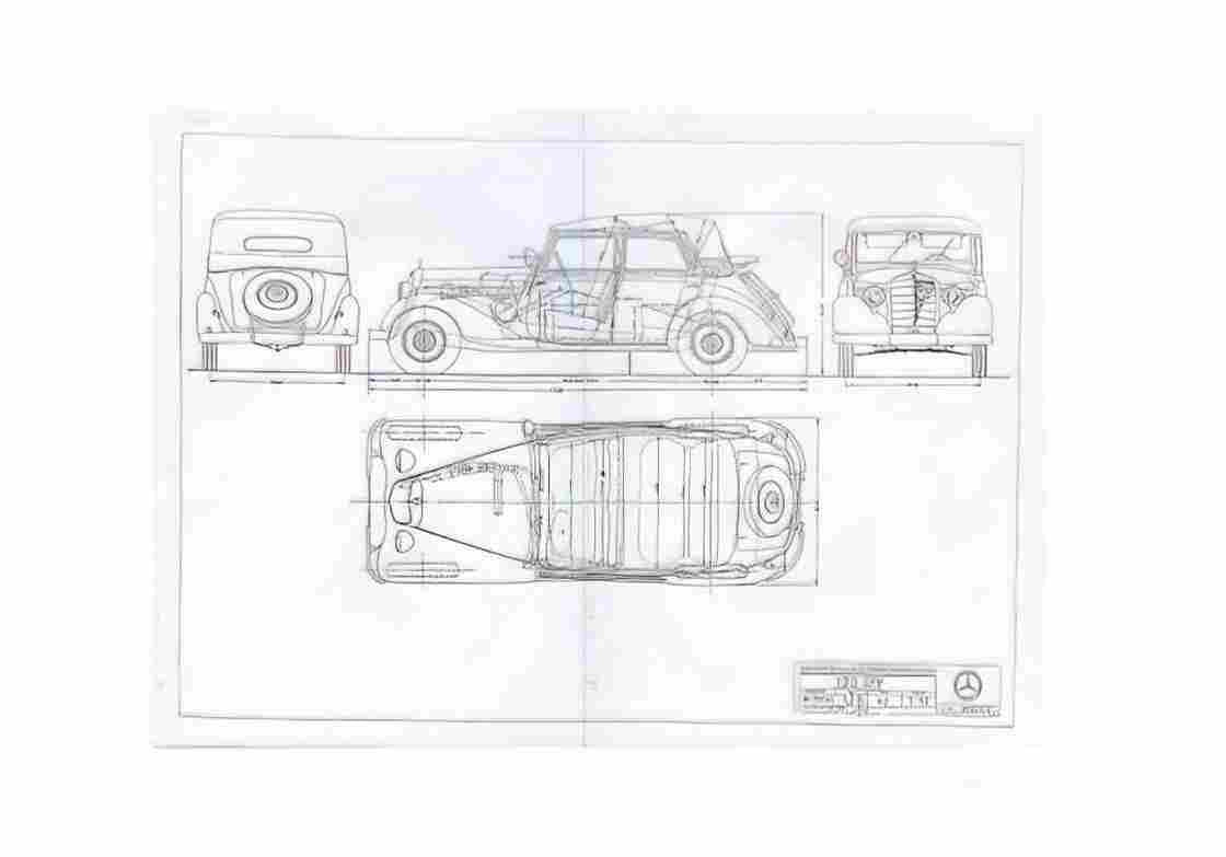 Blueprint Mercedes Benz 170V Sedan 1940 A4 Photo Print