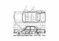 Blueprint Mercedes Benz 230 Sedan 1973 A4 Photo Print