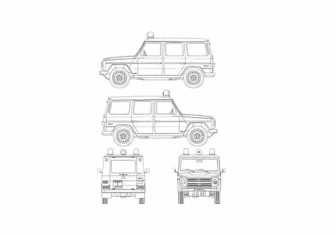 Blueprint Mercedes Benz 230GE 1981 A4 Photo Print