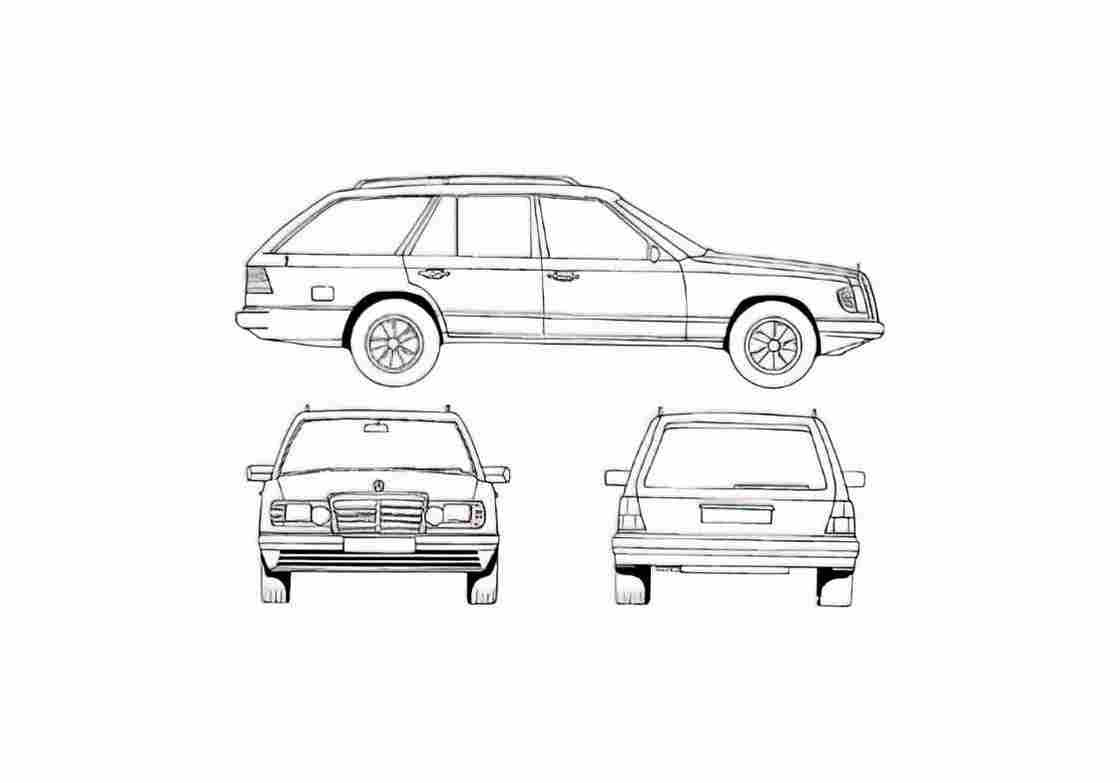 Blueprint Mercedes Benz 230TE Wagon 1981 01 A4 Photo Print