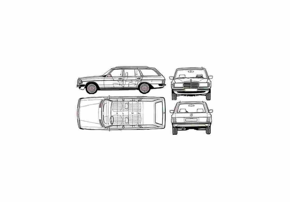 Blueprint Mercedes Benz 280TE S123 1977 A4 Photo Print