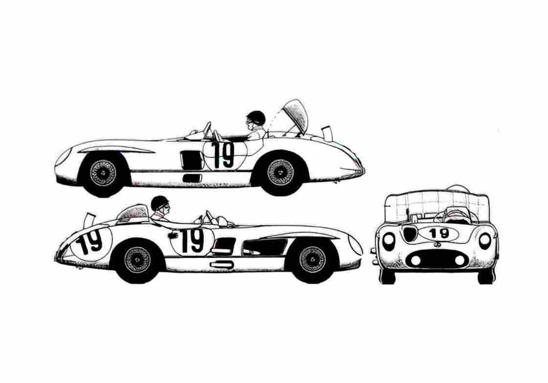 Blueprint Mercedes Benz 300 SLR Coupe 1955 A4 Photo Print