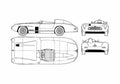 Blueprint Mercedes Benz 300 SLS Roadster 1955 A4 Photo Print