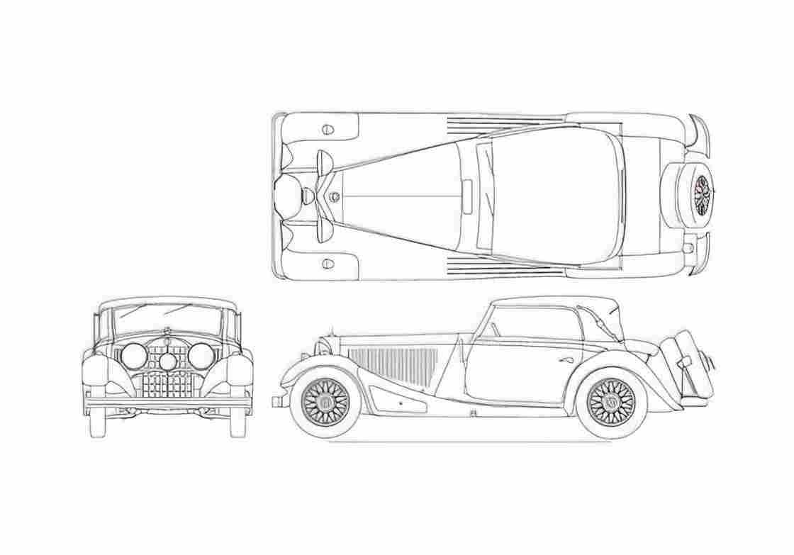 Blueprint Mercedes Benz 380 Cabriolet A4 Photo Print