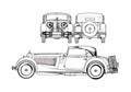 Blueprint Mercedes Benz 500s Cabriolet 1928 A4 Photo Print