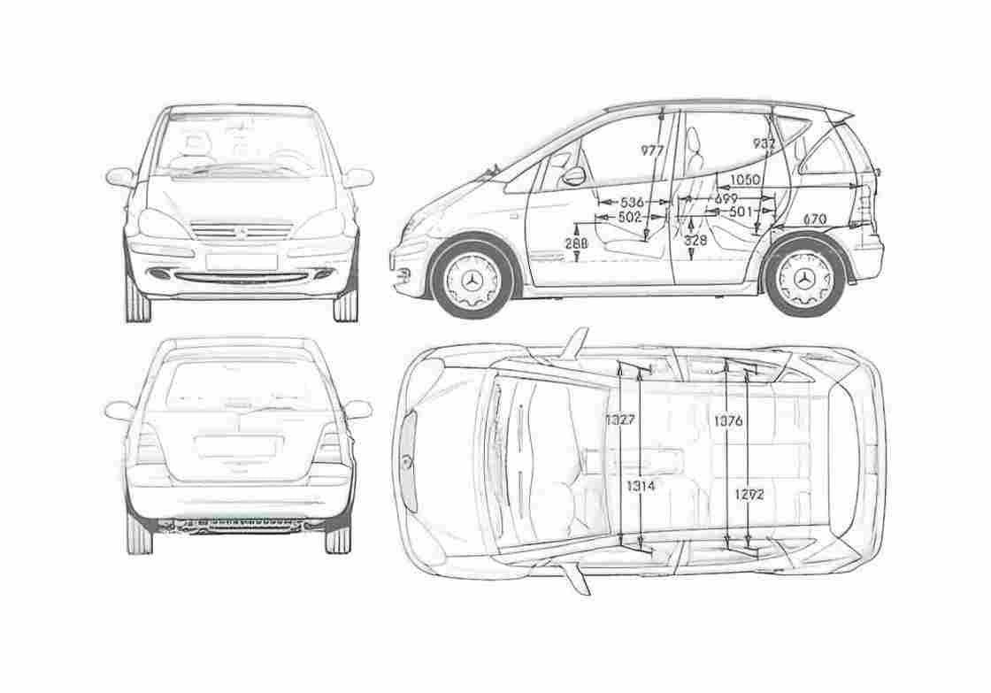 Blueprint Mercedes Benz A Class W169 Hatchback 2004 A4 Photo Print