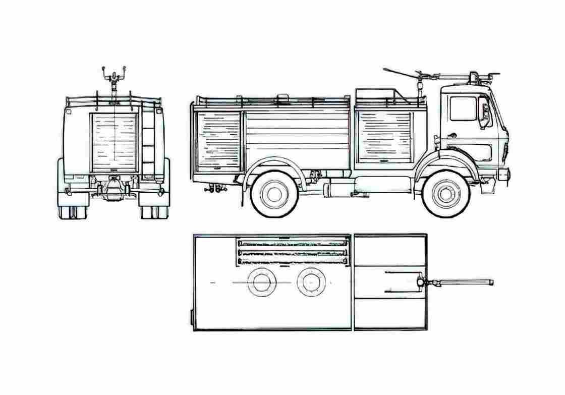 Blueprint Mercedes Benz AK1719 30 Fire Truck 1982 A4 Photo Print