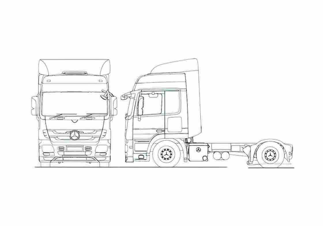 Blueprint Mercedes Benz Actros 4x2 Lowliner Tractor Truck 2010 A4 Photo Print