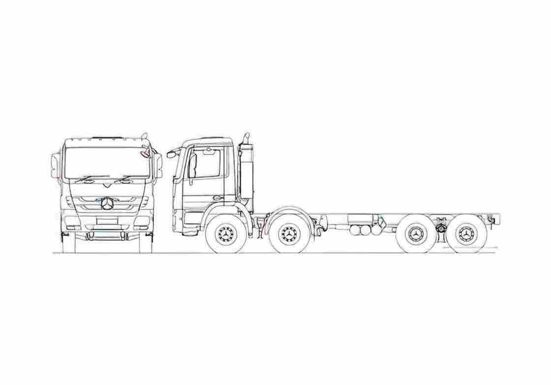 Blueprint Mercedes Benz Actros 8x4 Tipper Truck 2010 A4 Photo Print
