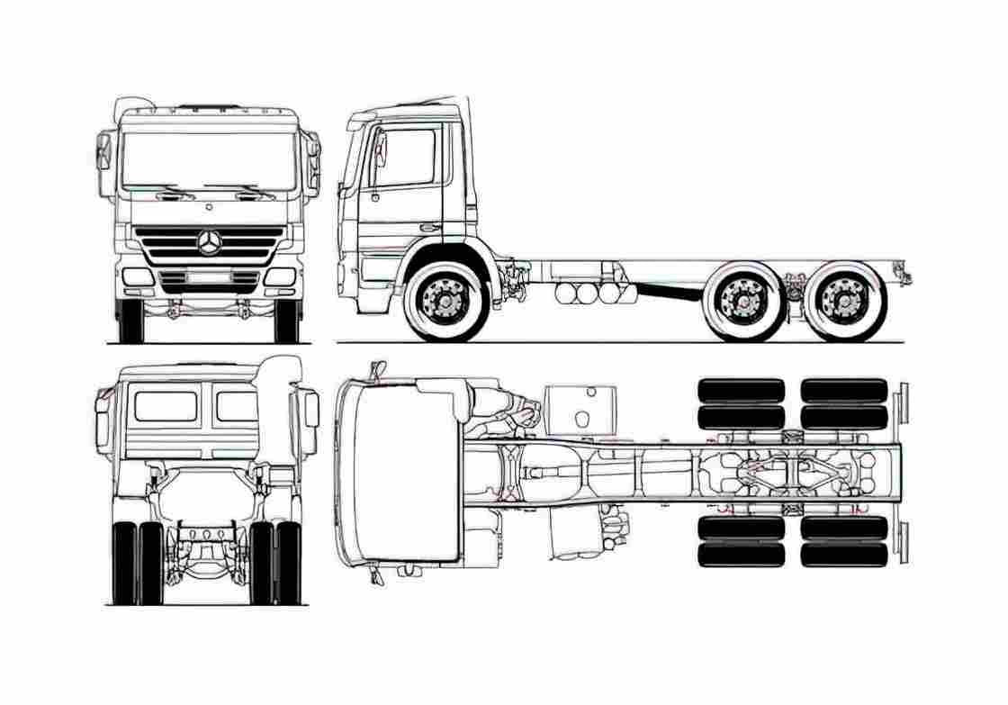 Blueprint Mercedes Benz Actros Gritter Truck 2006 A4 Photo Print