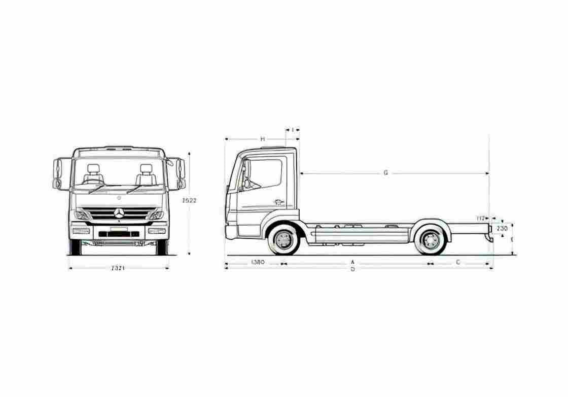 Blueprint Mercedes Benz Atego Truck 2009 A4 Photo Print
