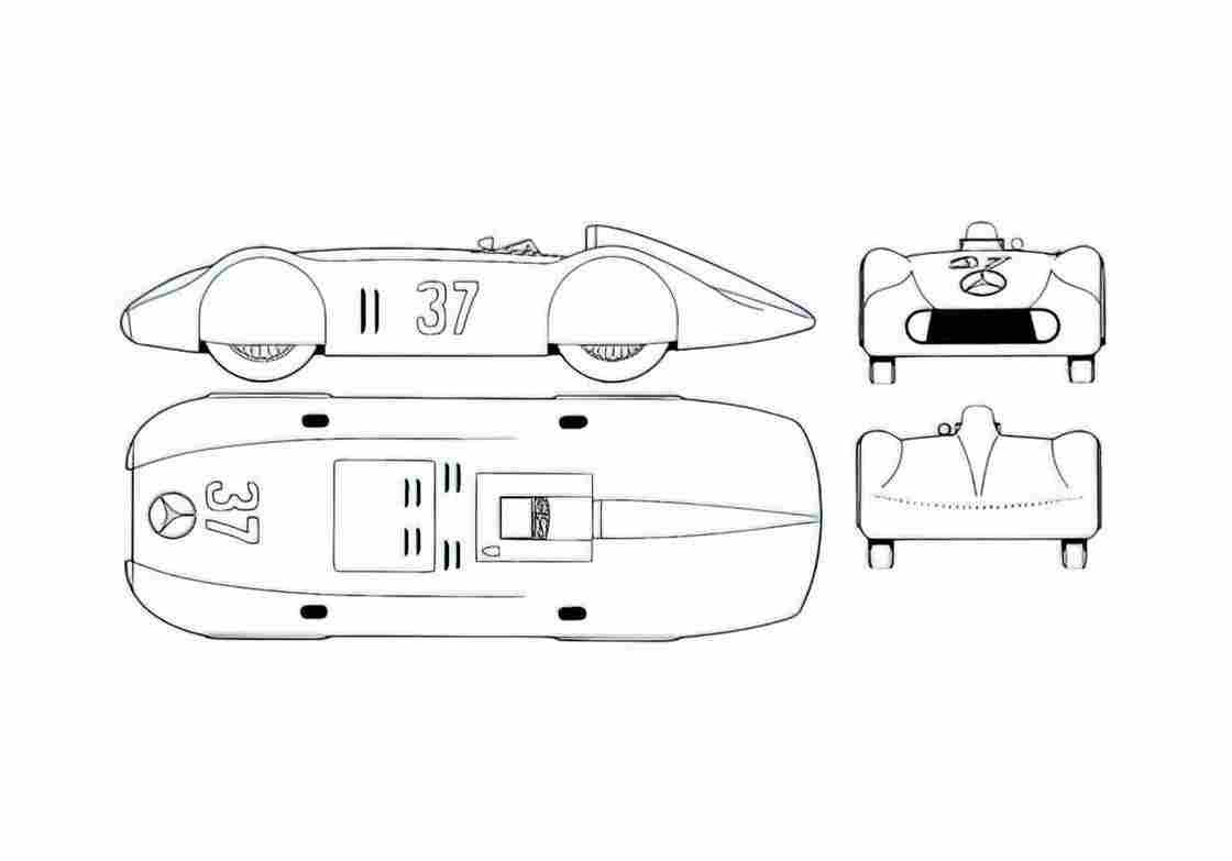 Blueprint Mercedes Benz Avus Coupe 1934 A4 Photo Print