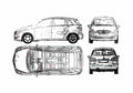 Blueprint Mercedes Benz B class W245 Minivan 2005 A4 Photo Print