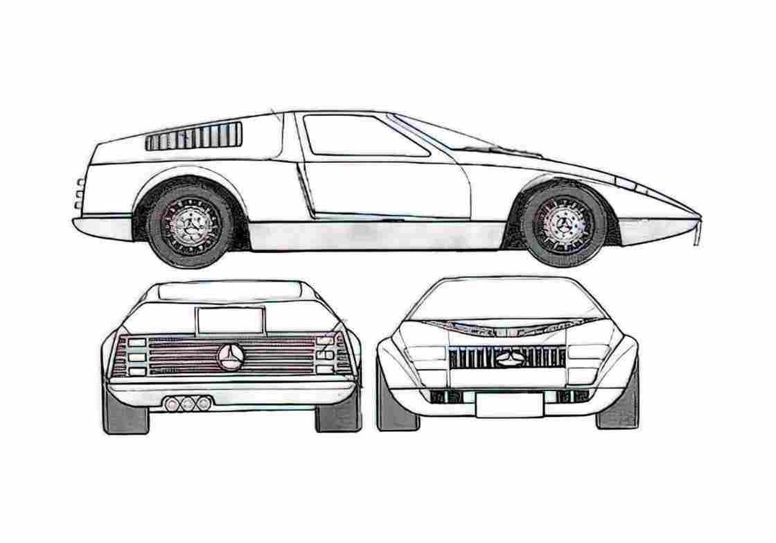 Blueprint Mercedes Benz C 111 Coupe 1970 A4 Photo Print