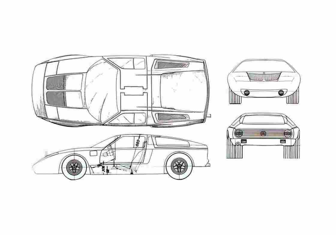 Blueprint Mercedes Benz C 111 Coupe A4 Photo Print
