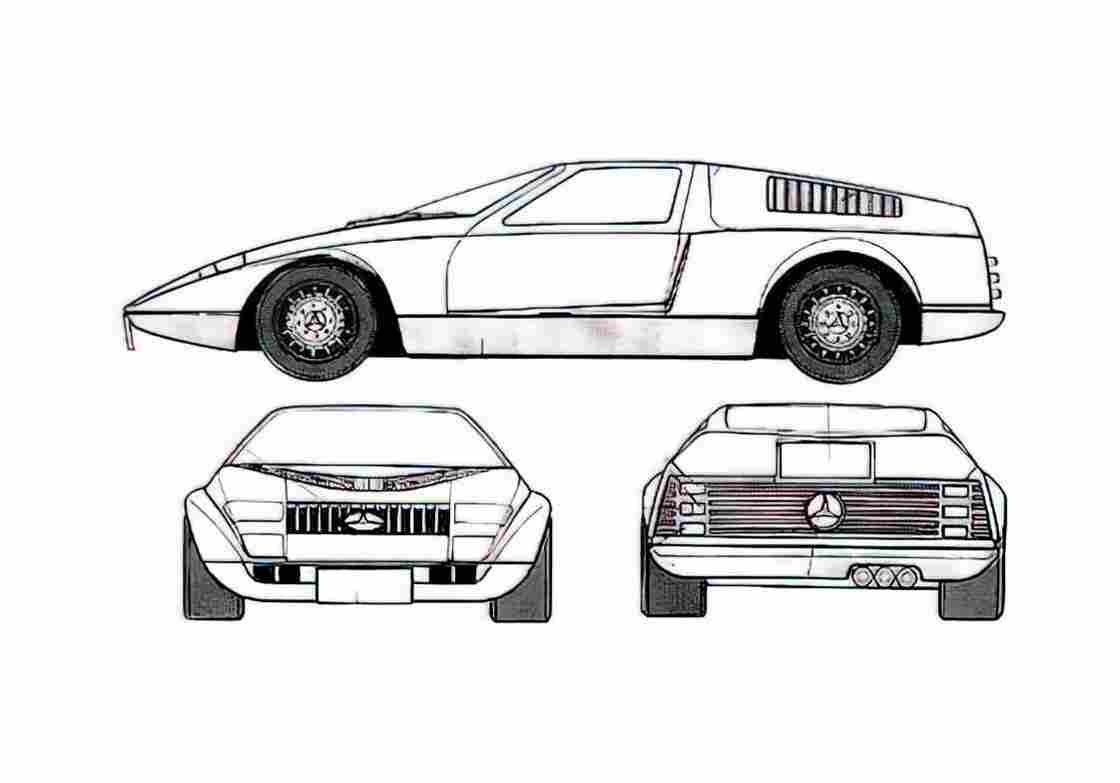 Blueprint Mercedes Benz C 111 Midship Rotary Coupe 1969 A4 Photo Print