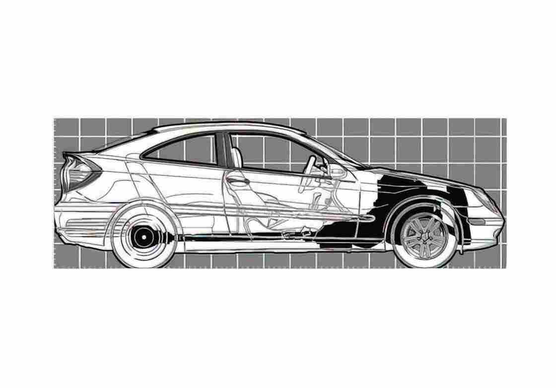 Blueprint Mercedes Benz C 230 Sports Coupe 2002 A4 Photo Print