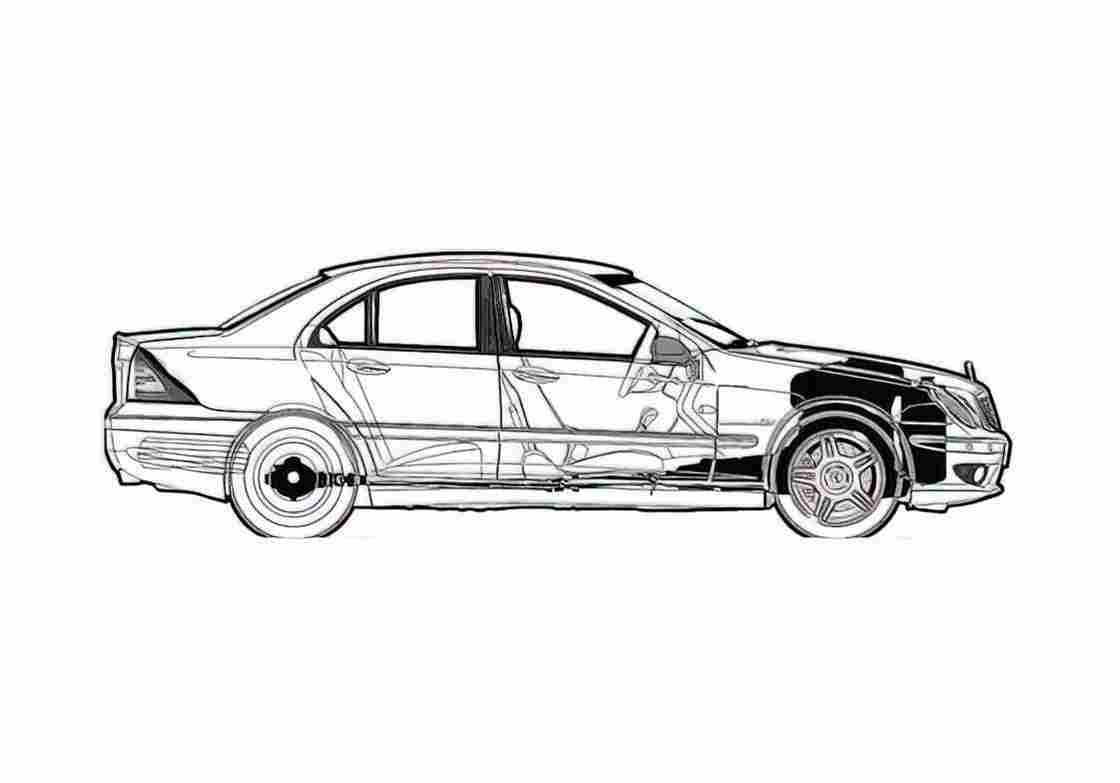 Blueprint Mercedes Benz C Class W203 C32 AMG Sedan 2002 A4 Photo Print