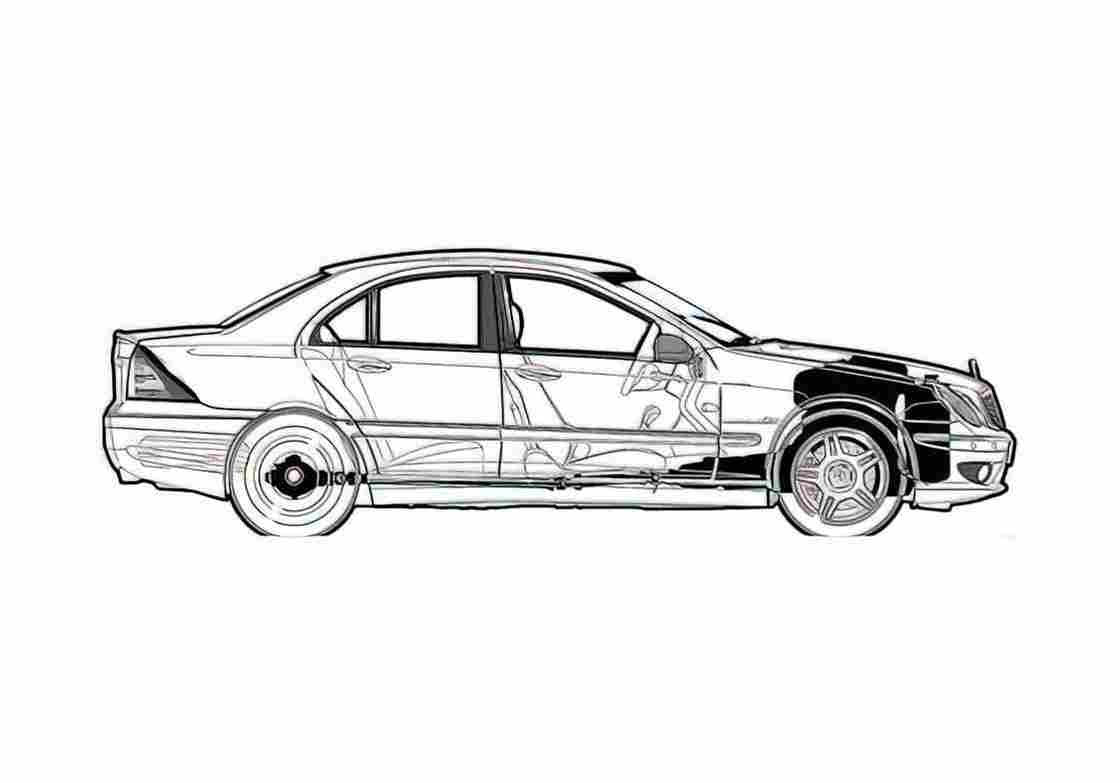 Blueprint Mercedes Benz C Class W203 C32 AMG Sedan 2003 A4 Photo Print
