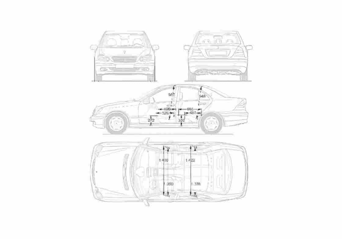 Blueprint Mercedes Benz C Class W203 Sedan 2001 A4 Photo Print