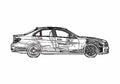 Blueprint Mercedes Benz C Class W204 C63 AMG Sedan 2008 A4 Photo Print