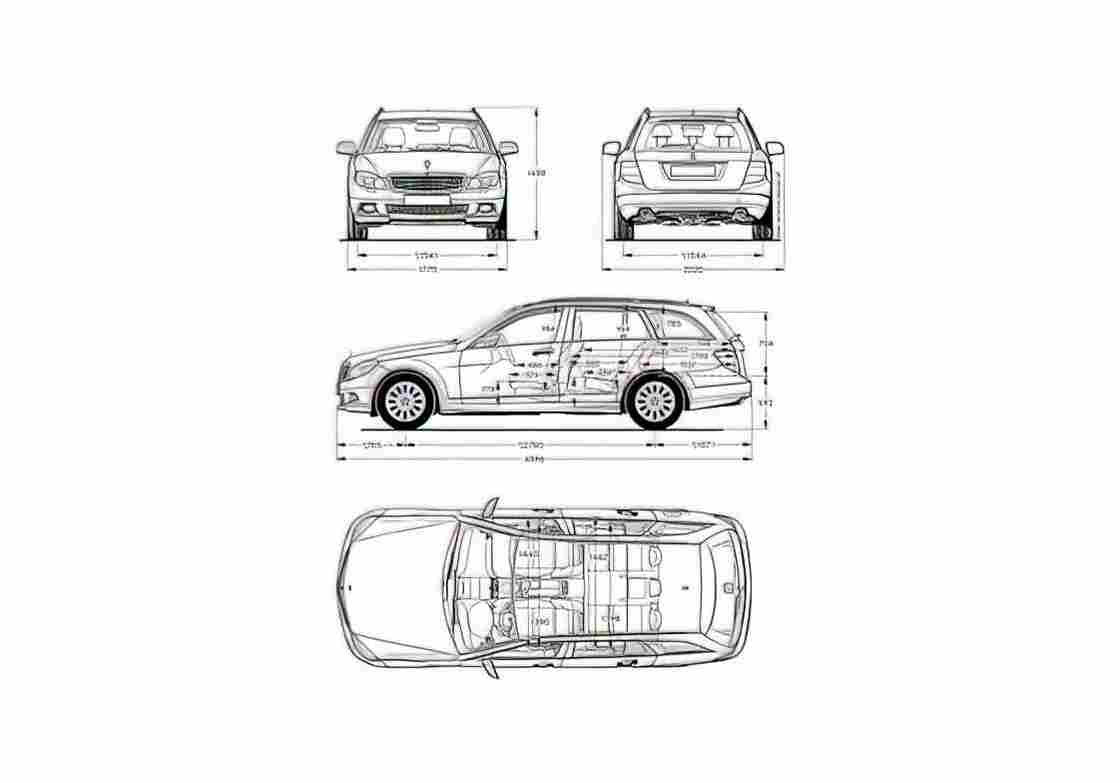 Blueprint Mercedes Benz C Class W204 Station Wagon 2008 A4 Photo Print
