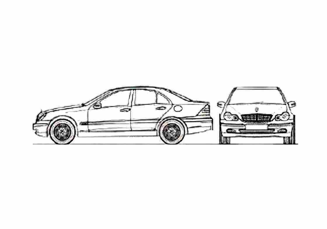 Blueprint Mercedes Benz C class W203 C200K Sedan 2000 A4 Photo Print