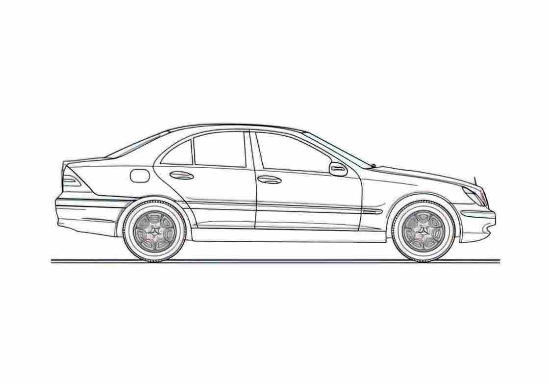 Blueprint Mercedes Benz C class W203 C220 K Sedan 2004 A4 Photo Print