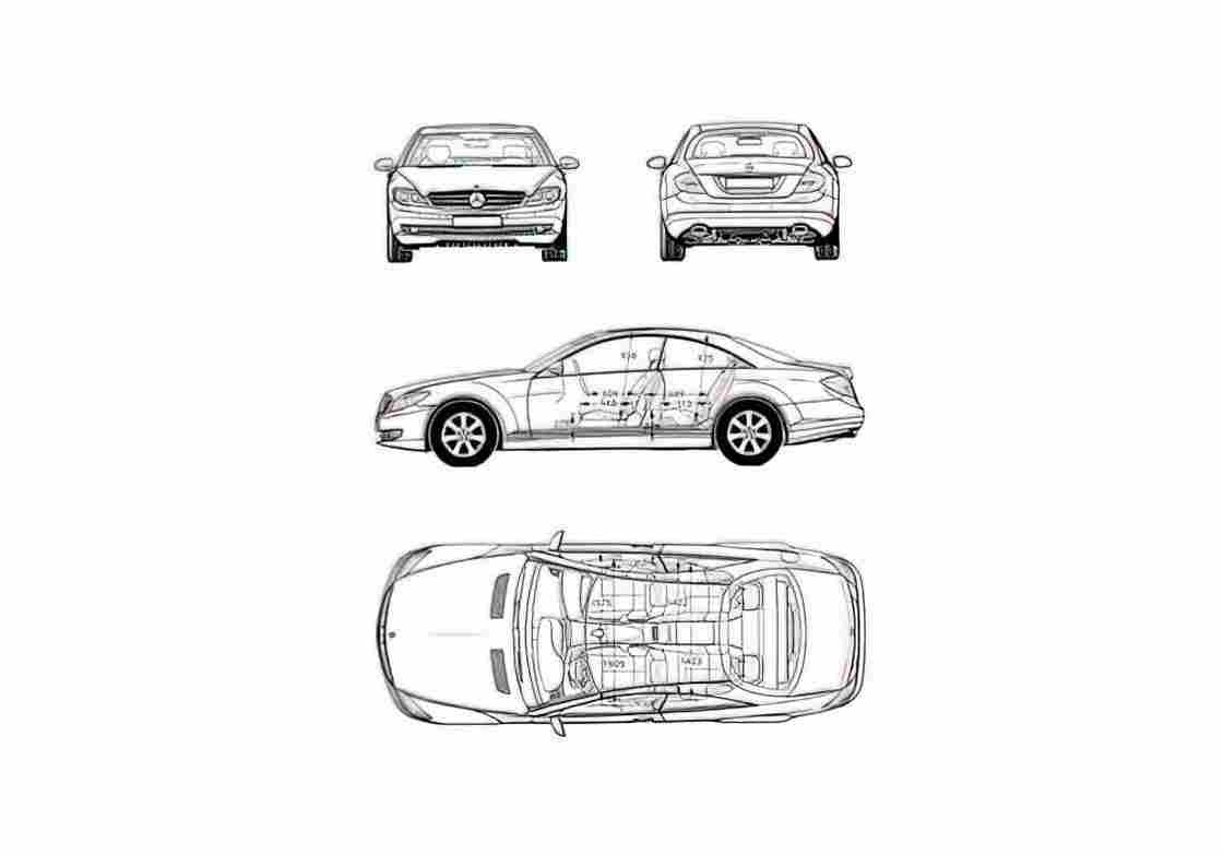 Blueprint Mercedes Benz CL 600 Coupe 2006 A4 Photo Print