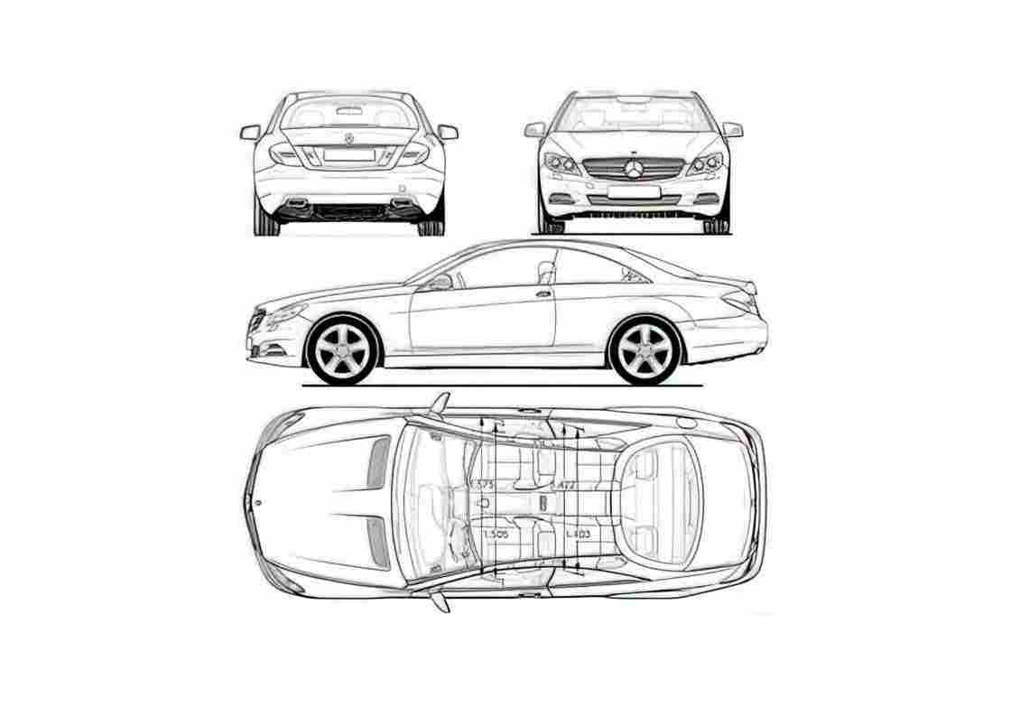 Blueprint Mercedes Benz CL Class C216 Coupe 2010 A4 Photo Print