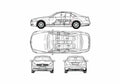 Blueprint Mercedes Benz CL Class W216 CL500 Coupe 2007 A4 Photo Print