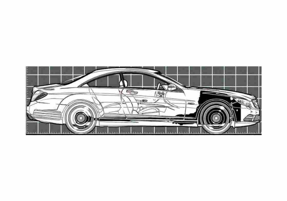 Blueprint Mercedes Benz CL550 Coupe 2011 A4 Photo Print