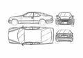Blueprint Mercedes Benz CLK Class W208 Coupe 1997 A4 Photo Print