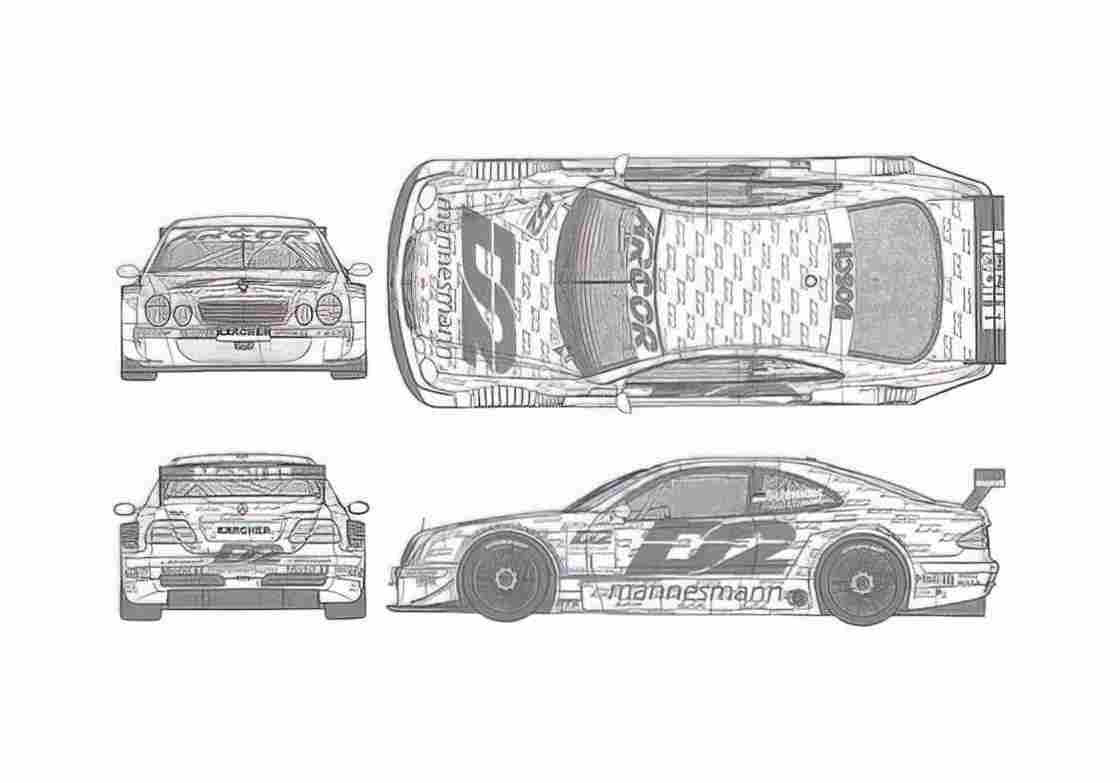 Blueprint Mercedes Benz CLK Class W208 DTM2000 Coupe 2000 A4 Photo Print
