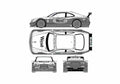 Blueprint Mercedes Benz CLK Class W208 GTR Coupe 2000 A4 Photo Print