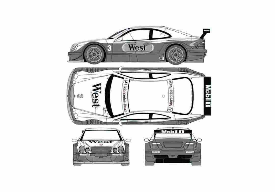 Blueprint Mercedes Benz CLK Class W208 GTR Coupe 2000 A4 Photo Print