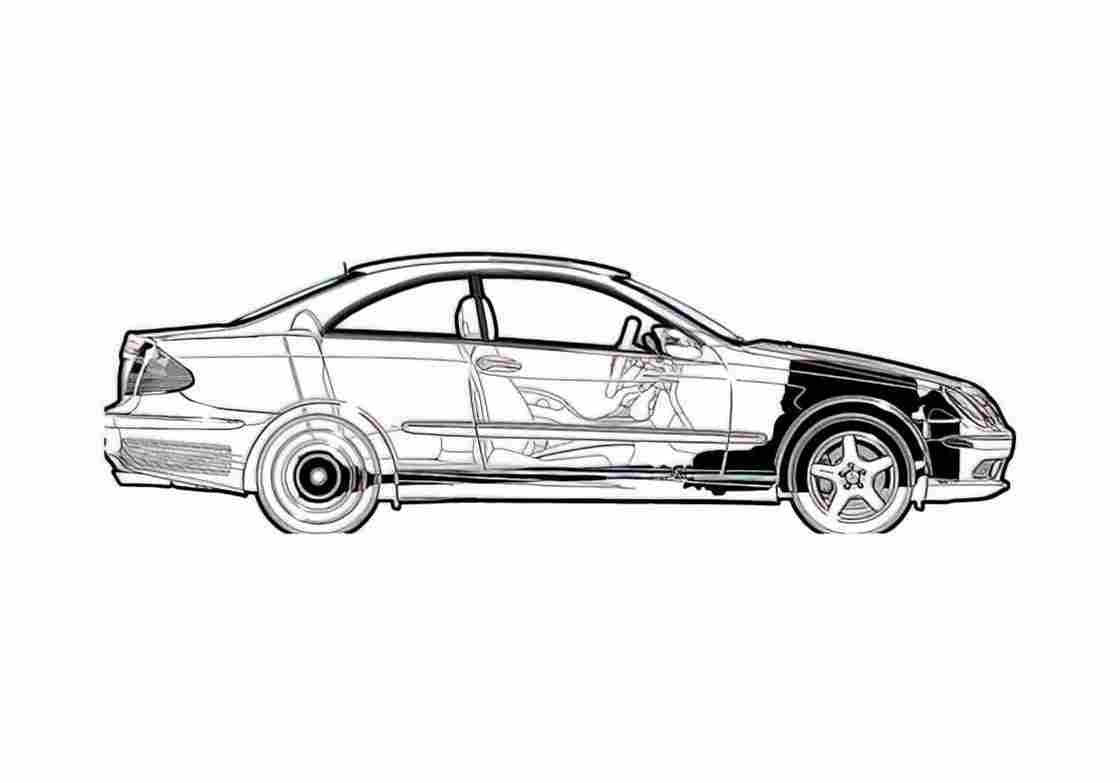 Blueprint Mercedes Benz CLK Class W209 CLK500 Coupe 2004 A4 Photo Print