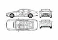 Blueprint Mercedes Benz CLS Class W219 4 door Coupe 2005 A4 Photo Print