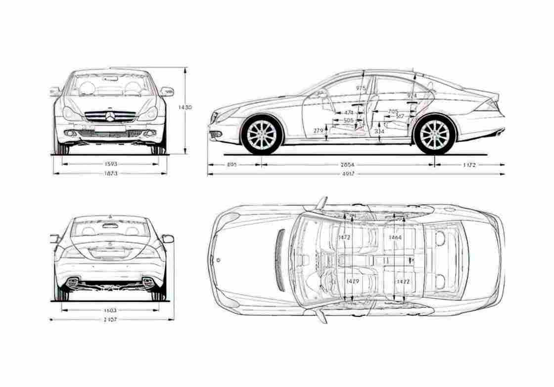 Blueprint Mercedes Benz CLS Class W219 CLS350 CLS500 Sedan 2004 A4 Photo Print