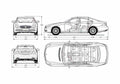 Blueprint Mercedes Benz CLS Class W219 Sedan 2004 A4 Photo Print