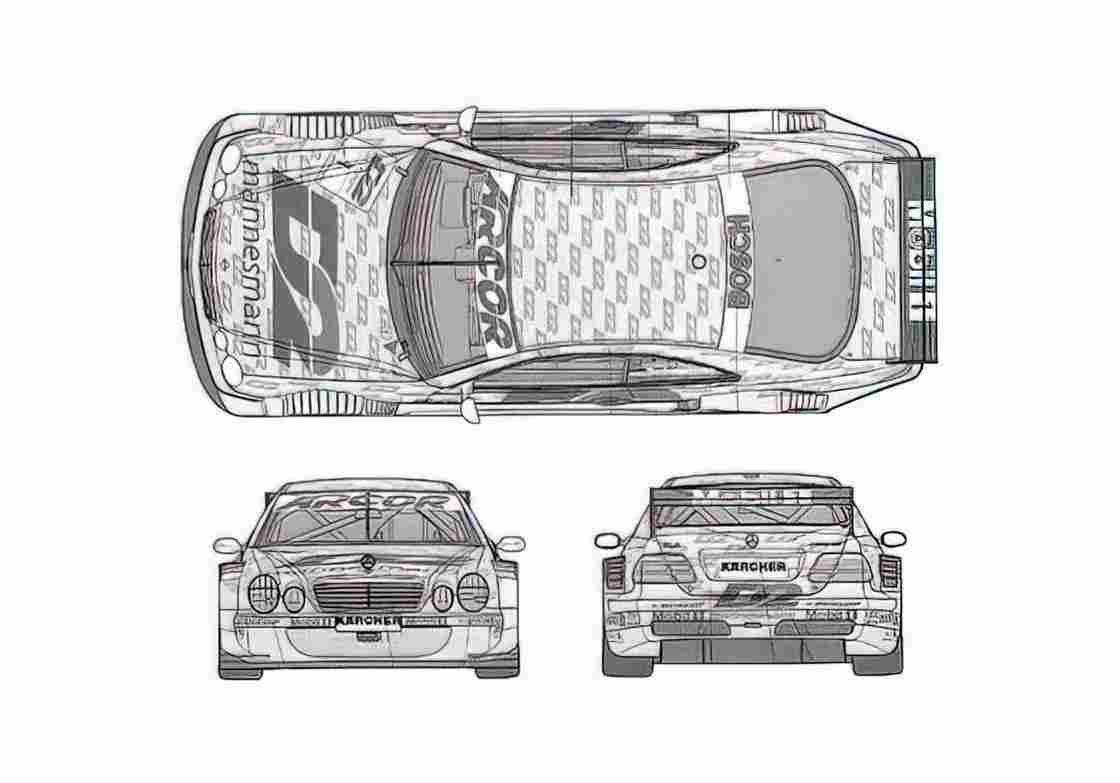 Blueprint Mercedes Benz DTM2000 Coupe 2000 A4 Photo Print